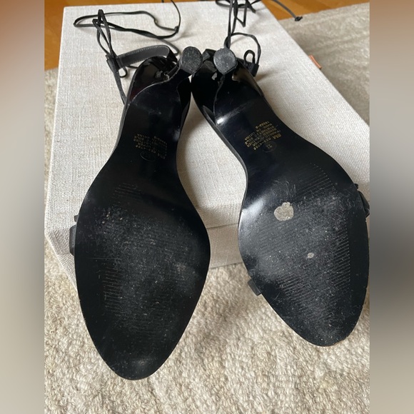 Lace up ankle black and silver heels. - Picture 7 of 7